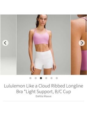 Lululemon Like A Cloud Ribbed Longline Bra Dahlia Mauve Sz 4 B/ C